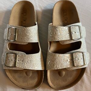 Womens Glitter Sandals - Cream